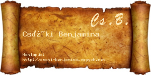 Csáki Benjamina névjegykártya